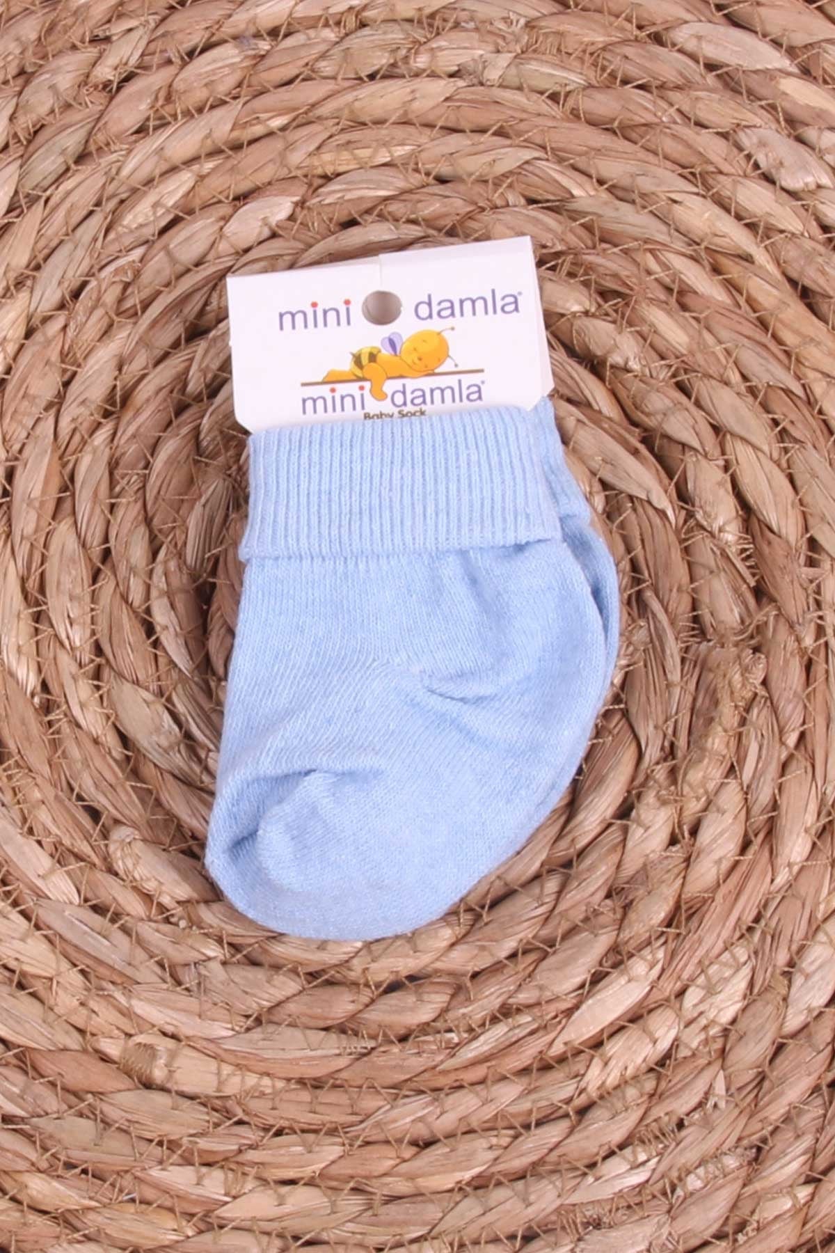 Mini Damla Kız Bebek Yenidoğan Çorap Bilekli Mavi (Standart)