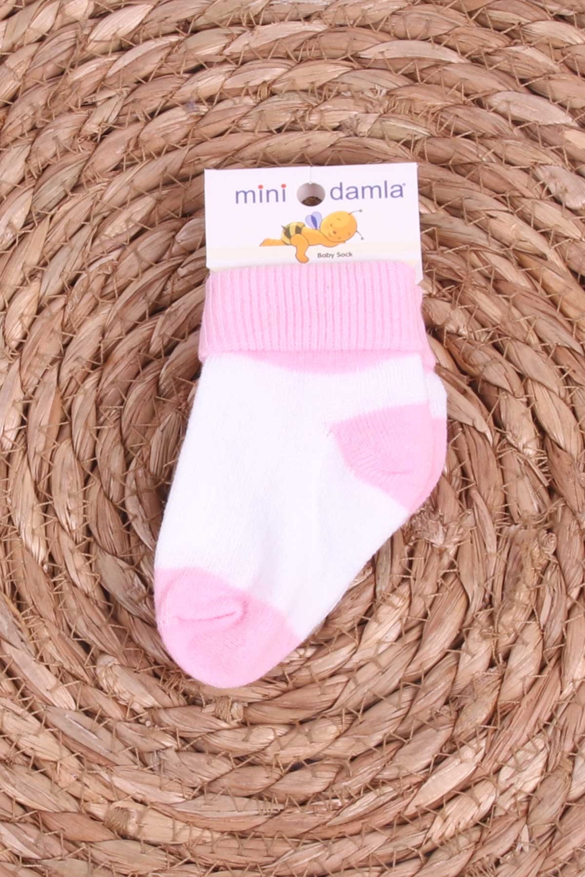 Mini Damla Kız Bebek Yenidoğan Çorap Çemberli Pudra (Standart)
