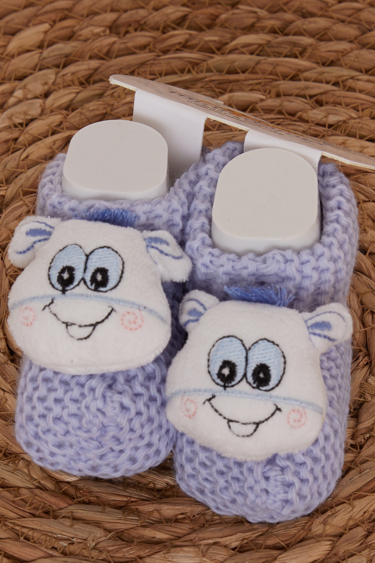 Minidamla Erkek Bebek Triko Patik Çıngırak Aksesuarlı Bebe Mavisi