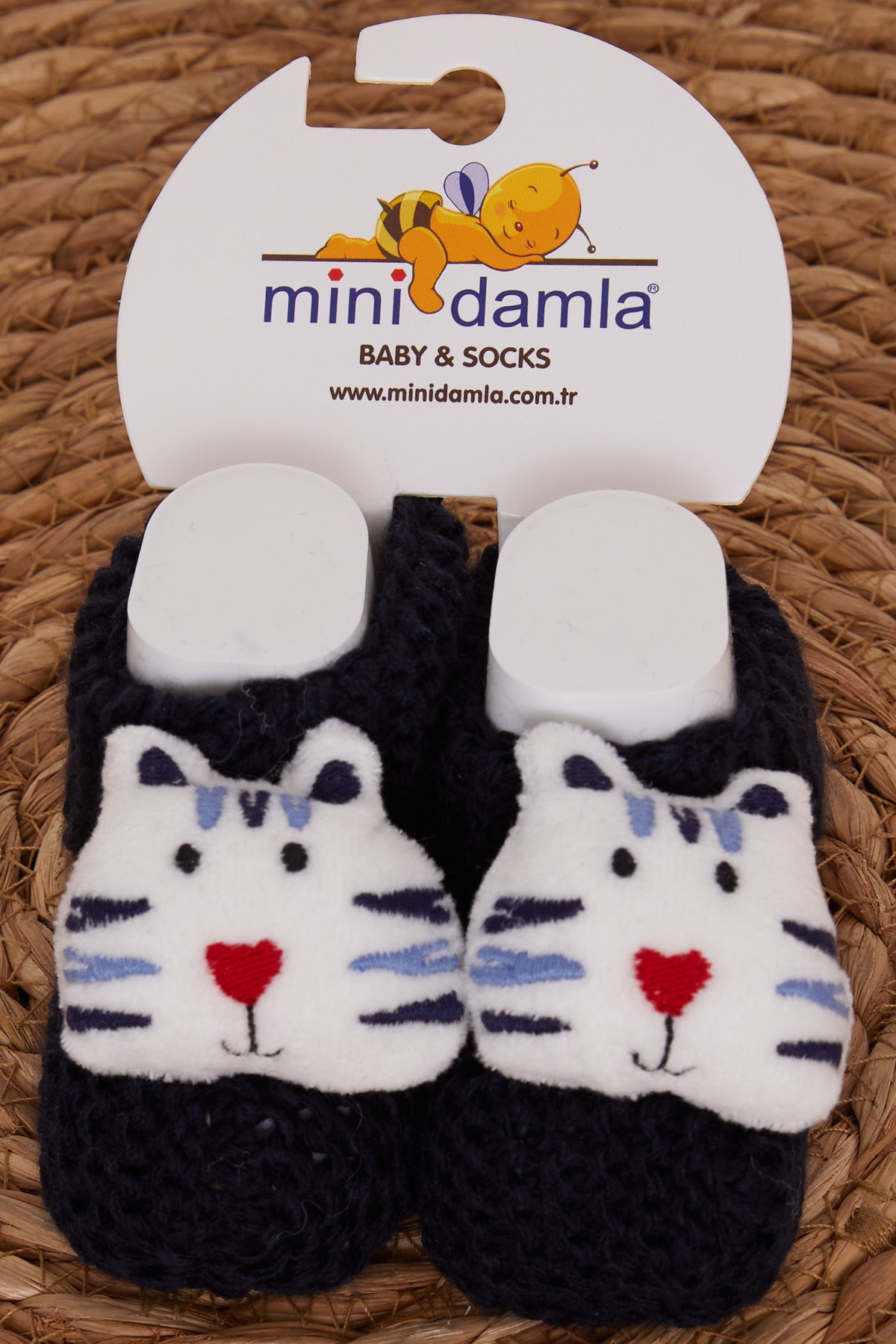 Minidamla Erkek Bebek Triko Patik Çıngırak Aksesuarlı Lacivert