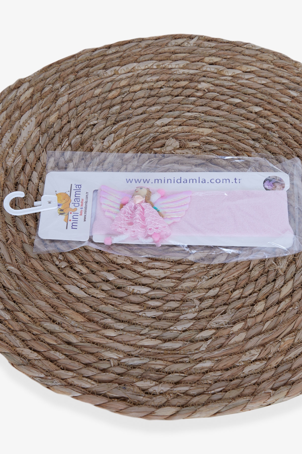 Minidamla Kız Bebek Bandana Melek Aksesuarlı Pudra (Standart)