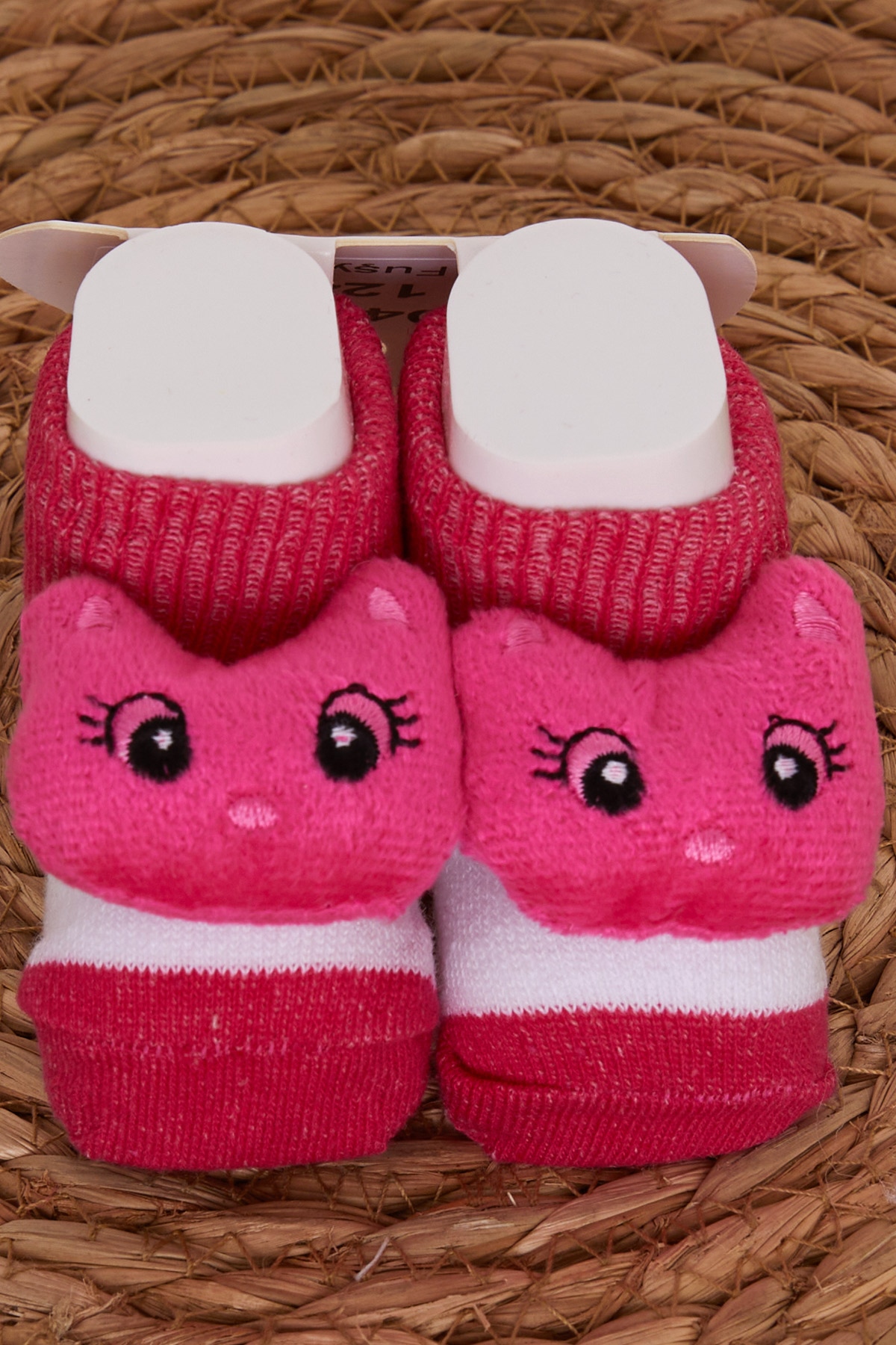 Kız Bebek Çorap Oyuncak Kedi Aksesuarlı Fuşya - Sevimli Bebek Çorapları |  Breeze