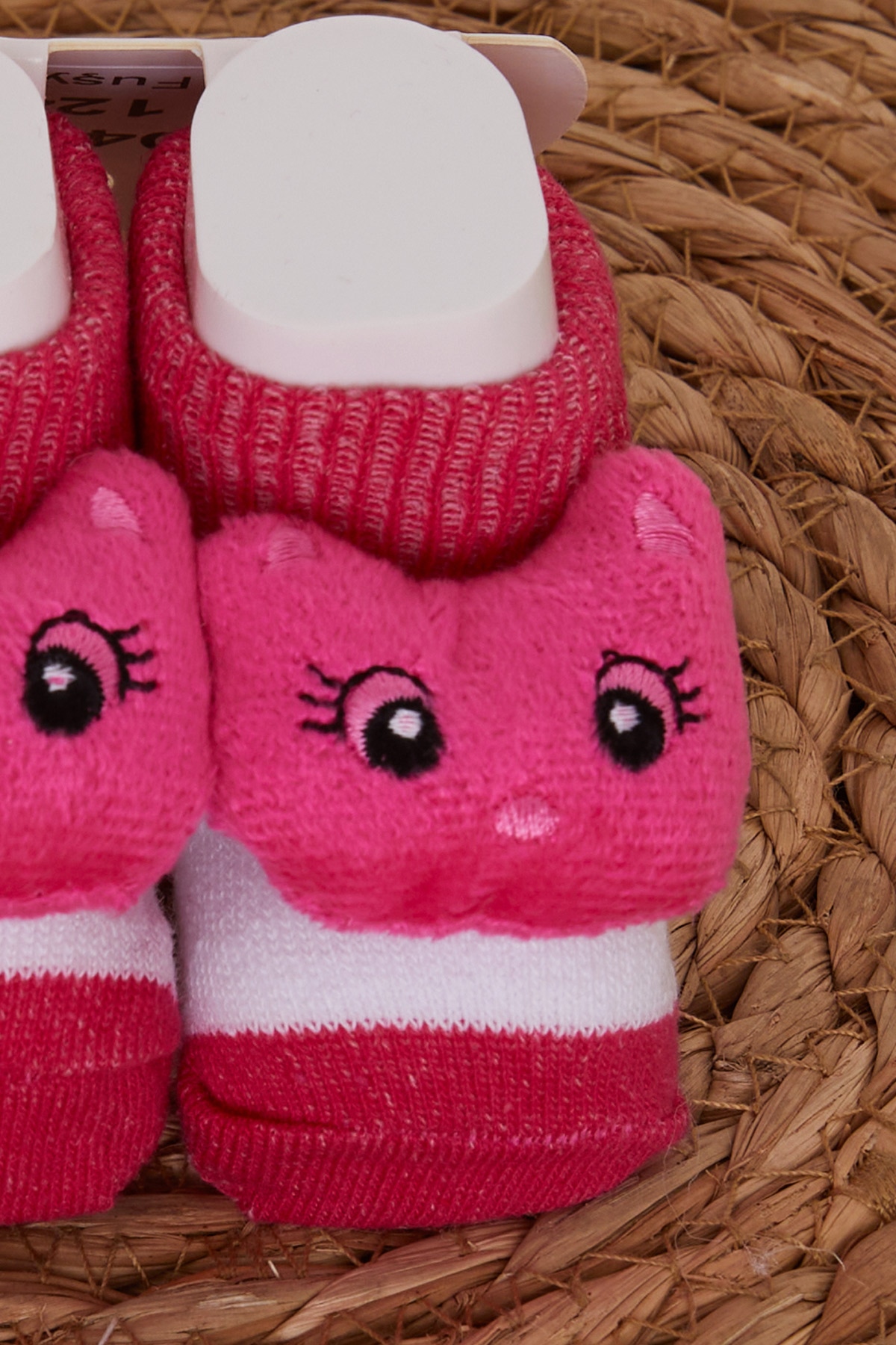 Kız Bebek Çorap Oyuncak Kedi Aksesuarlı Fuşya - Sevimli Bebek Çorapları |  Breeze