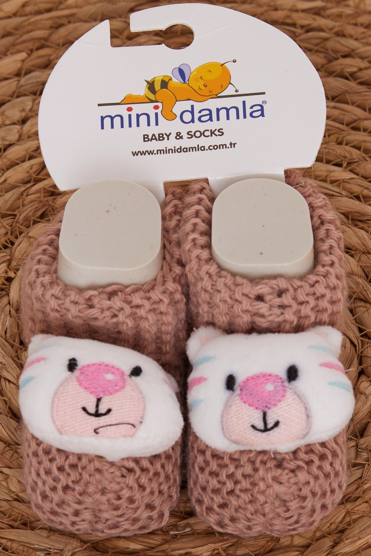 Minidamla Kız Bebek Triko Patik Çıngırak Aksesuarlı Gülkurusu