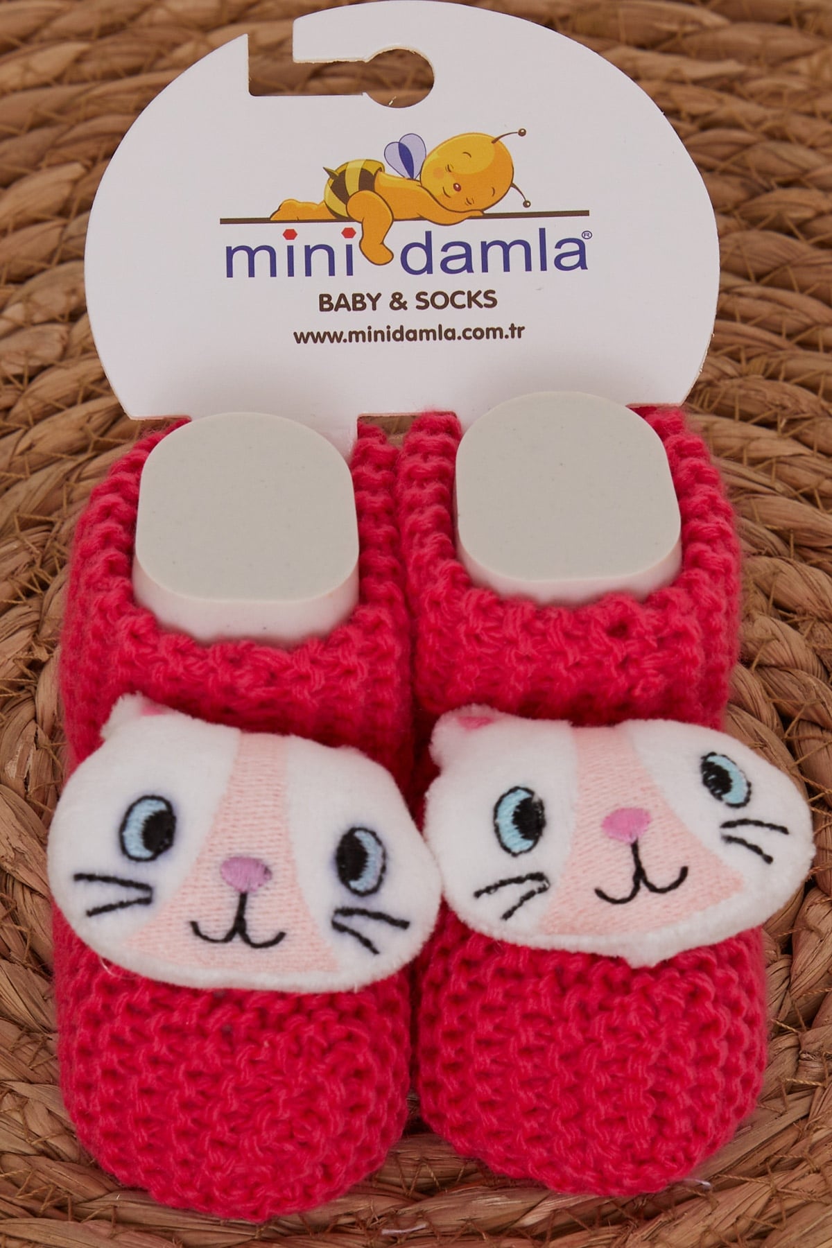 Minidamla Kız Bebek Triko Patik Çıngırak Aksesuarlı Pembe