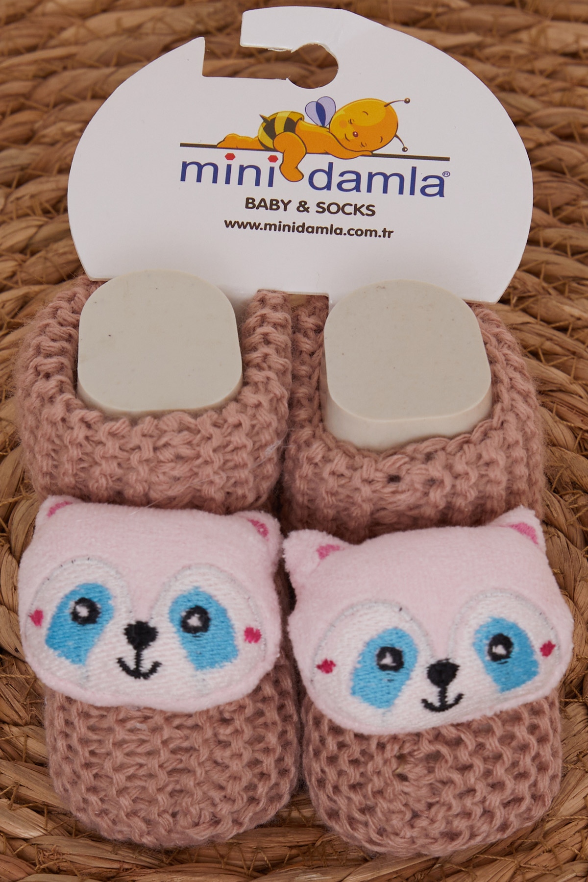 Minidamla Kız Bebek Triko Patik Çıngırak Aksesuarlı Gülkurusu