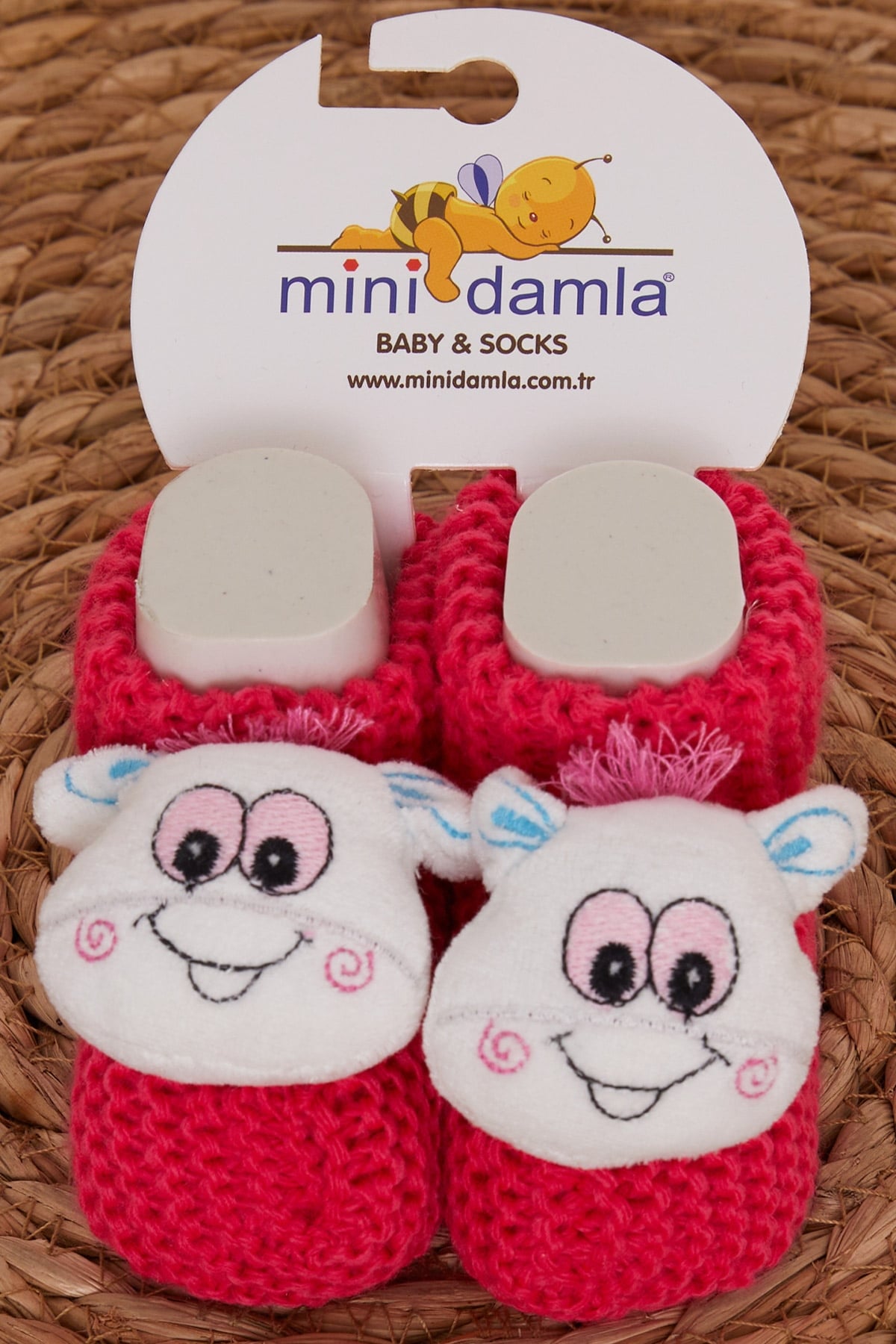Minidamla Kız Bebek Triko Patik Çıngırak Aksesuarlı Pembe