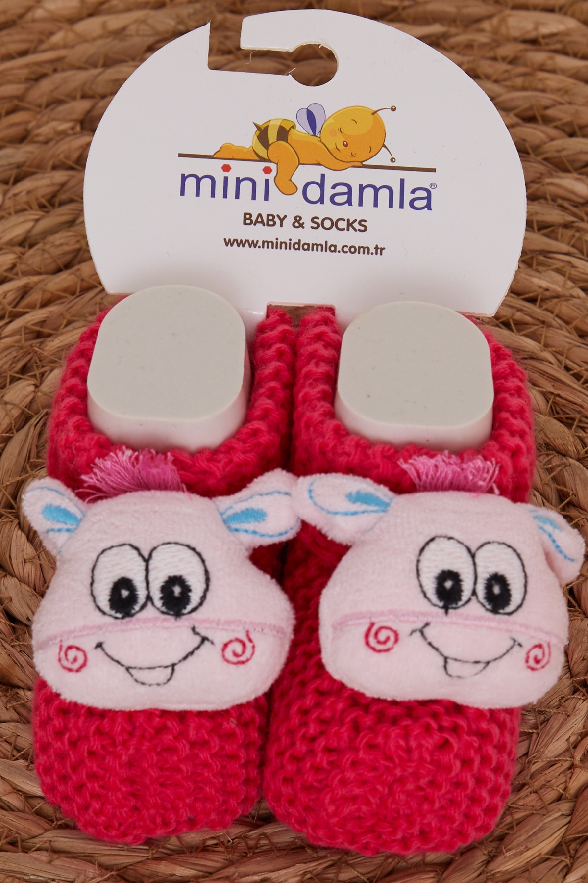 Minidamla Kız Bebek Triko Patik Çıngırak Aksesuarlı Pembe