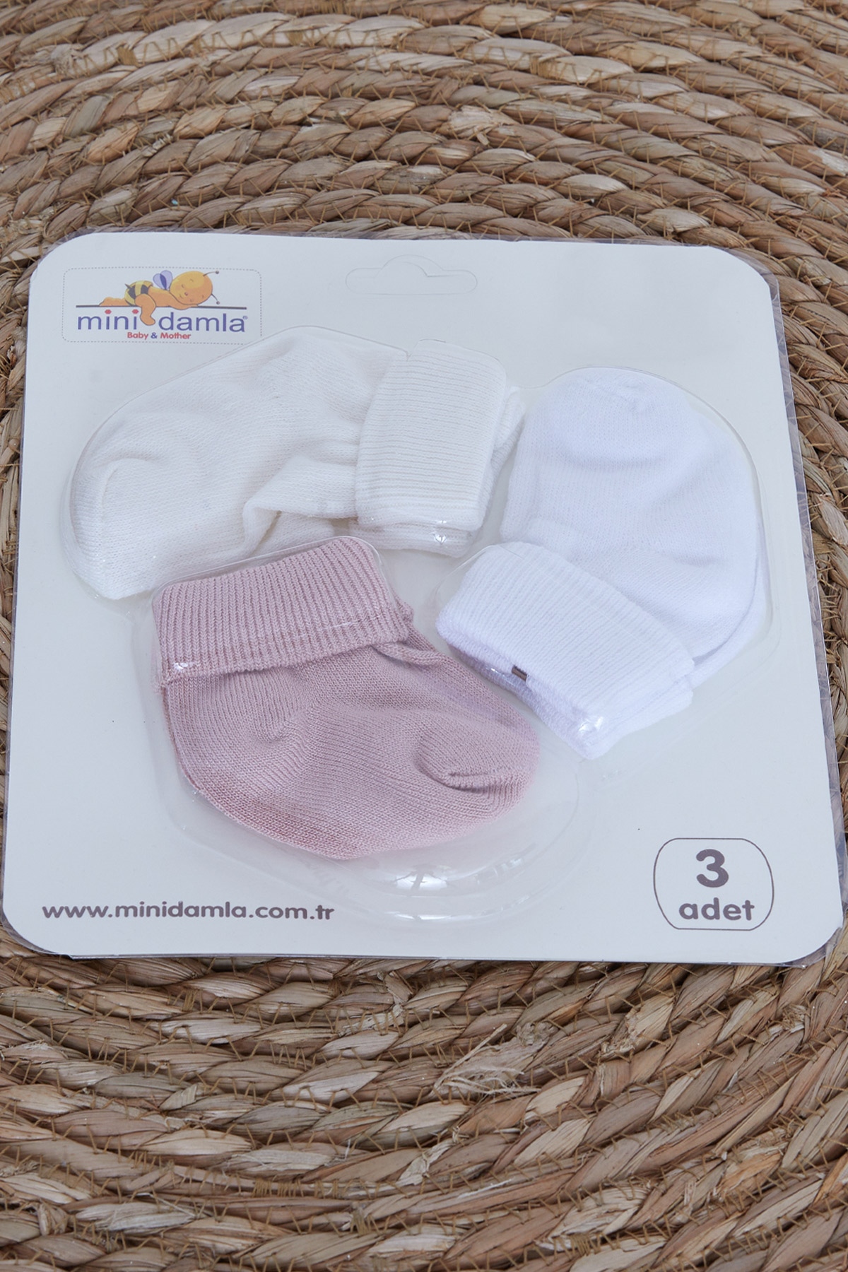 Minidamla Kız Bebek Yenidoğan Çorap Bilekli 3 lü Karışık Renk (0-3 Ay)