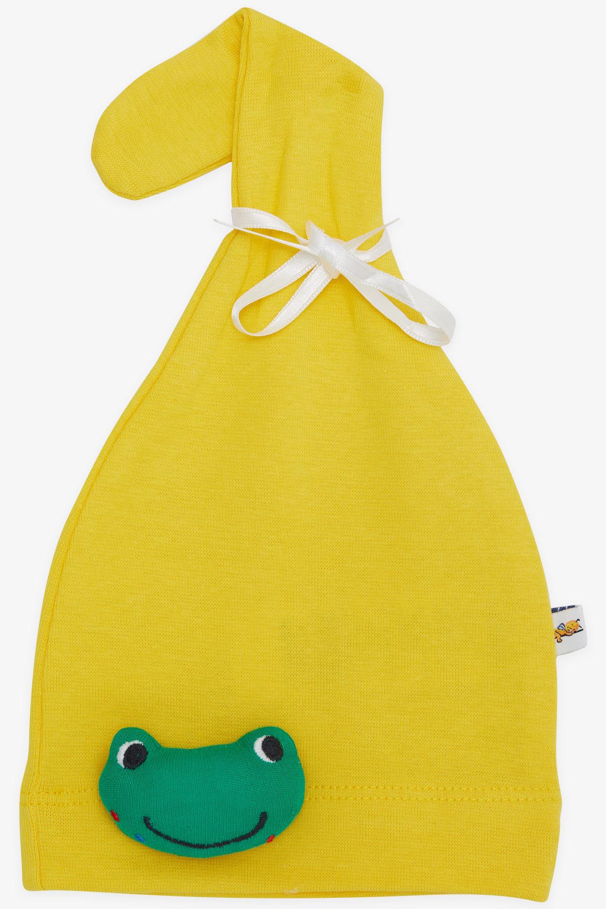 Yeni Doğan Bebek Şapkası Sevimli Kurbağacık Oyuncak Aksesuarlı Sarı  Standart - Minik Bebek Şapka Modelleri | Breeze