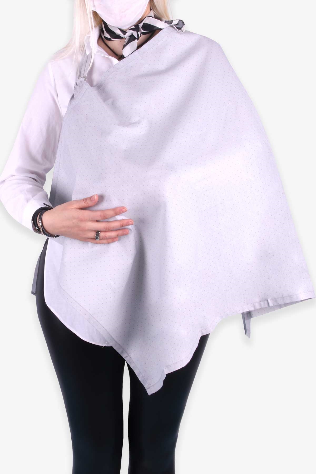 MOMİSHOP Emzirme Önlüğü Puantiyeli Gri