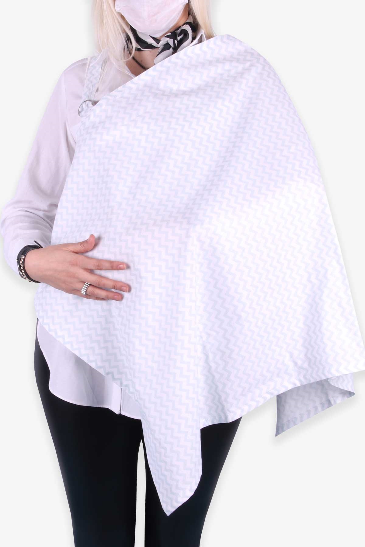 MOMİSHOP Emzirme Önlüğü Zikzak Desenli Mint Yeşili