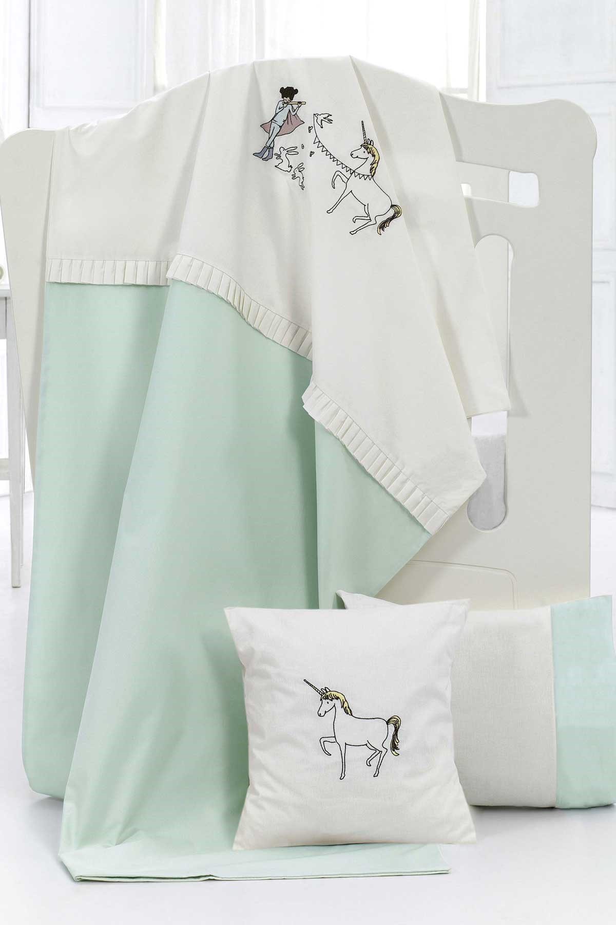 MOMİSHOP Momishop Masal Nevresim Takımı Unicorn Su Yeşili (100 x 145 cm)