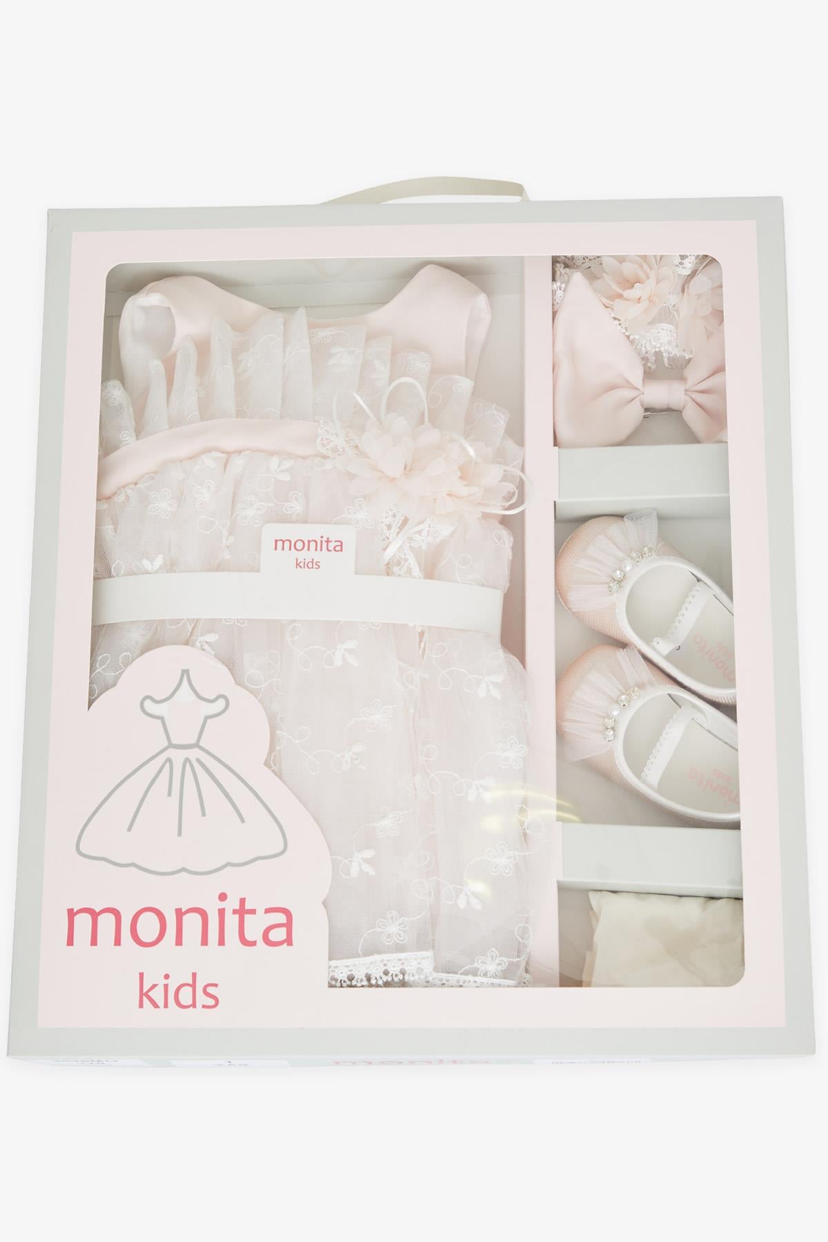 MONİTA Kız Bebek Mevlüt Takımı Nakışlı Tüllü Aksesuarlı Pudra (6 Ay-2 Yaş)
