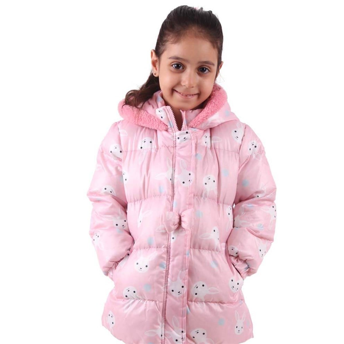 ız Çocuk Peluşlu Tavşanlı Mont Breeze Pembe