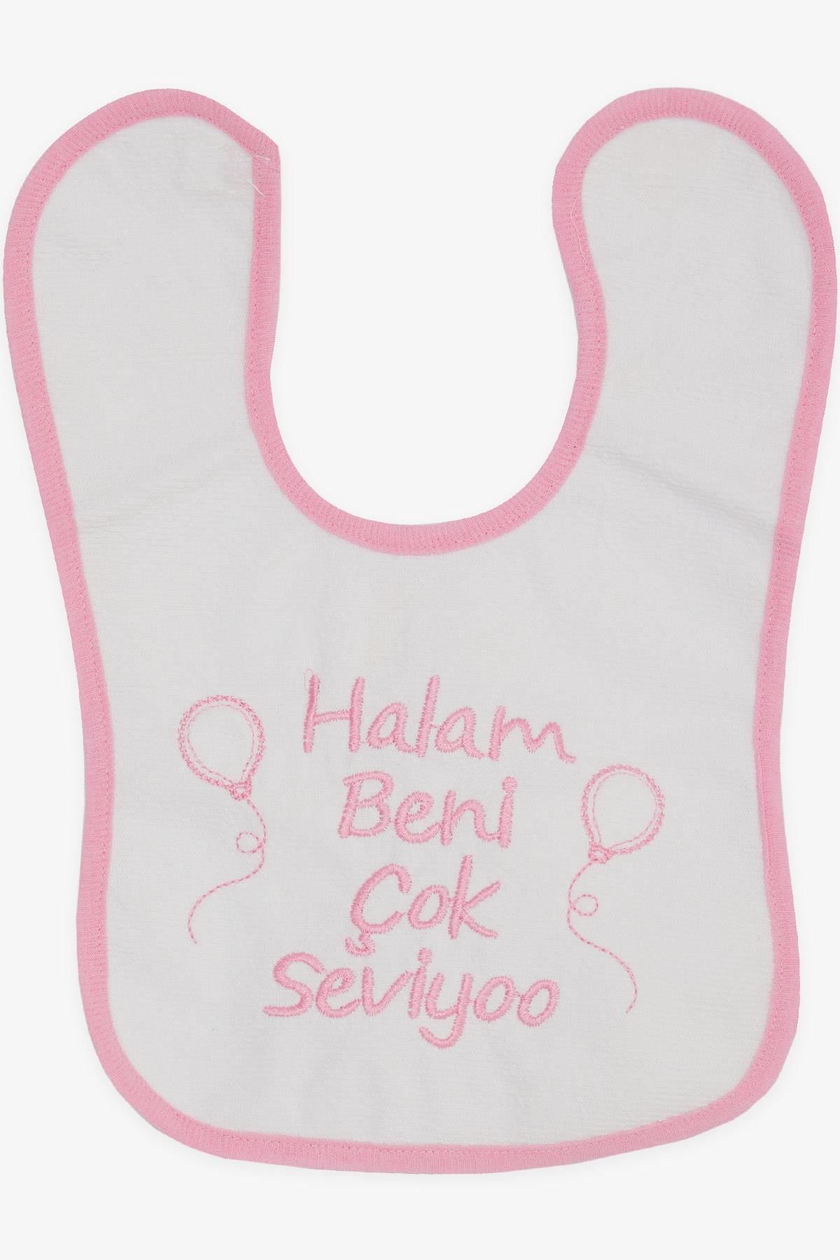 MY BELLA Bebek Mama Önlüğü Nakışlı Yazı Balon Baskılı Beyaz