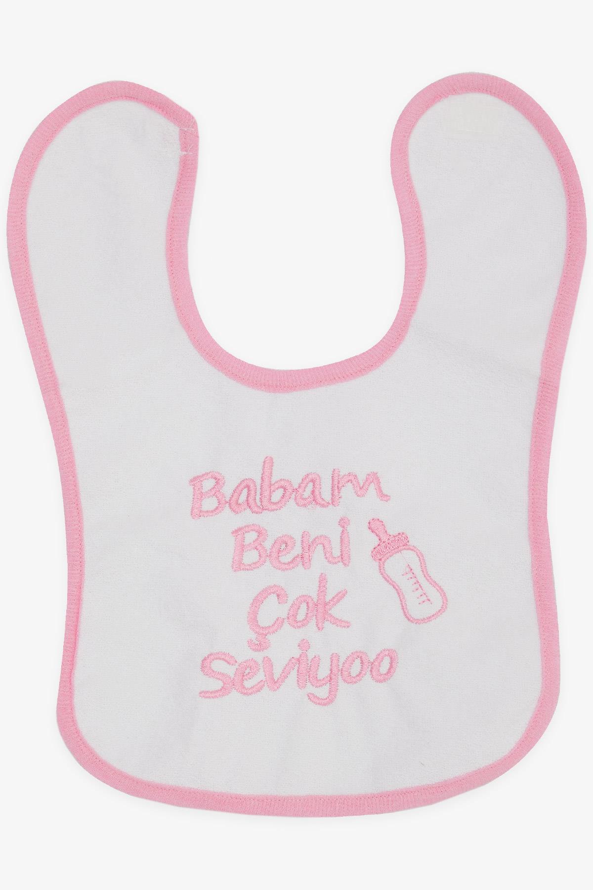MY BELLA Bebek Mama Önlüğü Nakışlı Yazı Baskılı Beyaz
