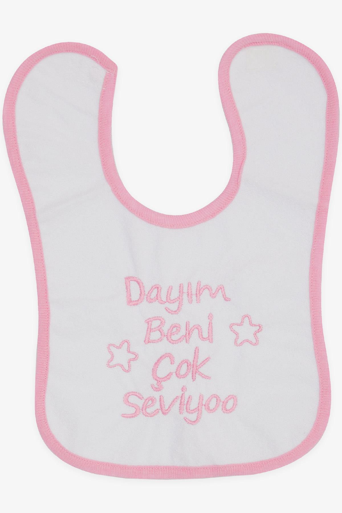 MY BELLA Bebek Mama Önlüğü Yazı Nakışlı Yıldız Baskılı Beyaz