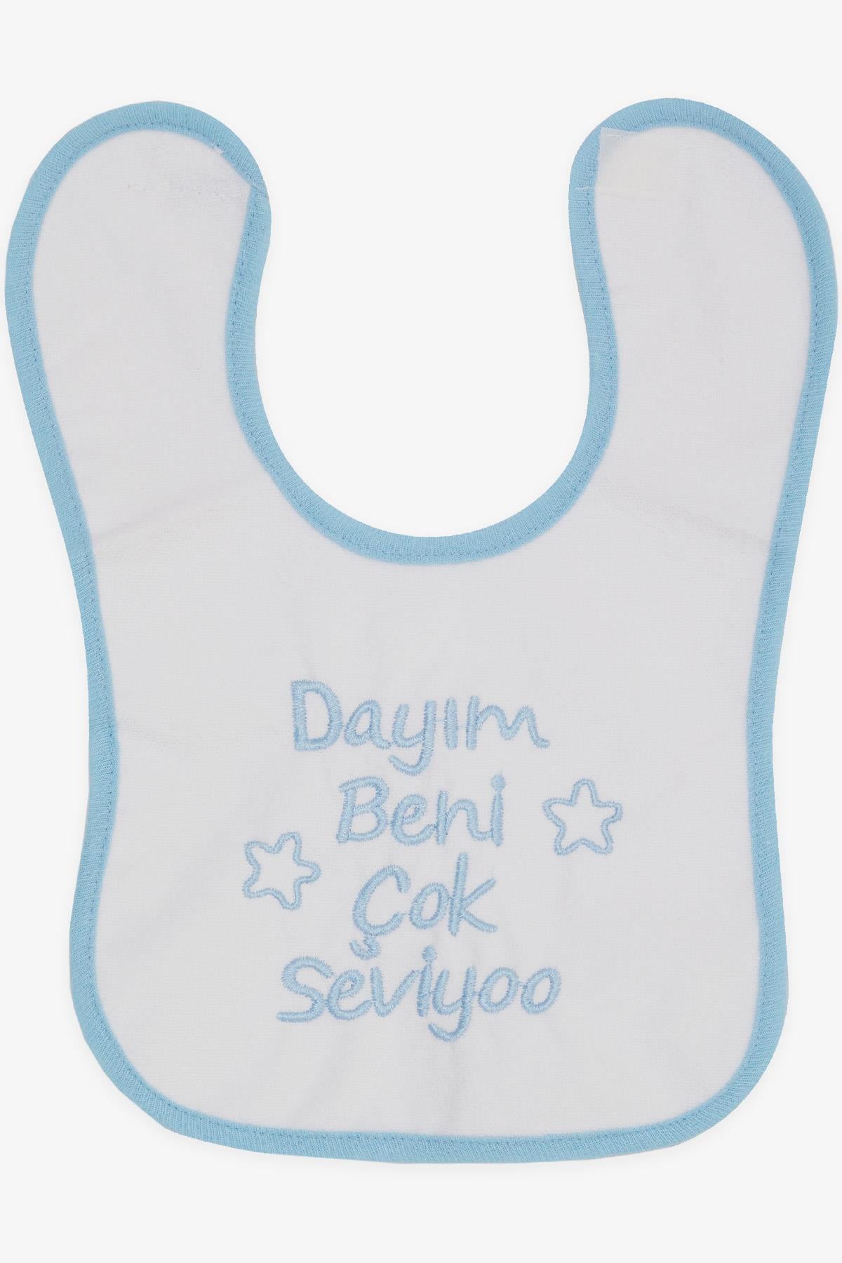 MY BELLA Bebek Mama Önlüğü Yazı Nakışlı Yıldız Baskılı Beyaz