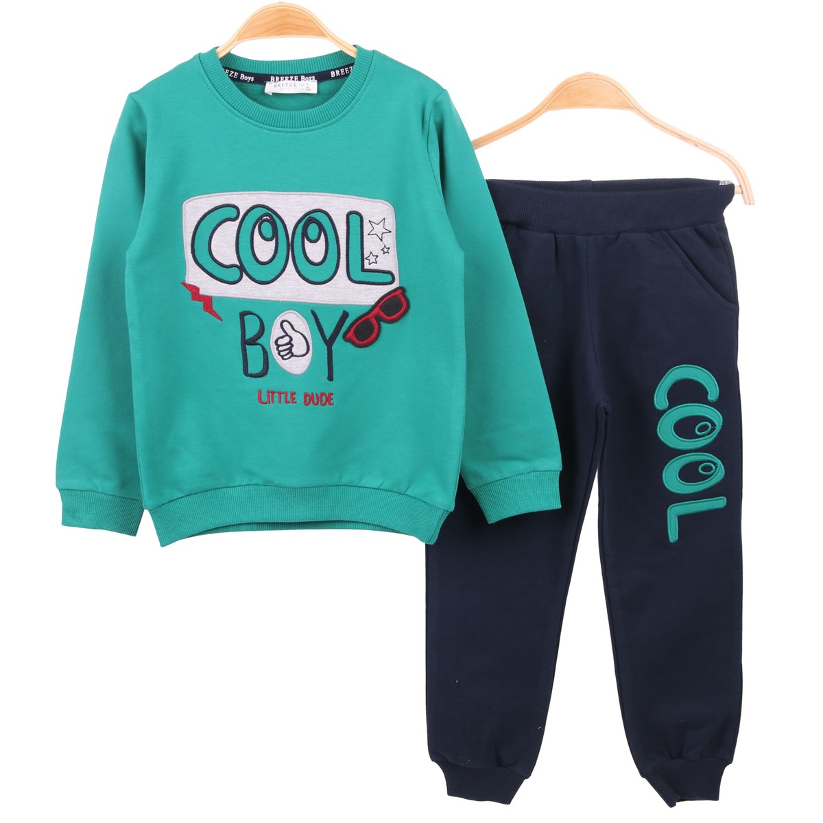 Erkek Çocuk Eşofman Takımı Nakışlı Yeşil-Lacivert (4-8 Yaş)