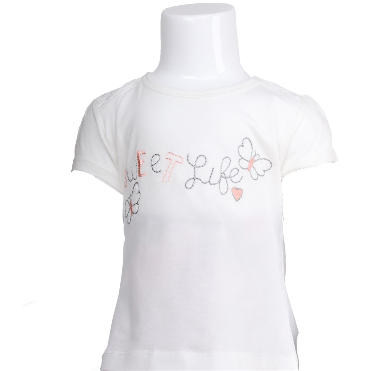 Kız Bebek T-shirt Nakışlı Ekru (1 Yaş)