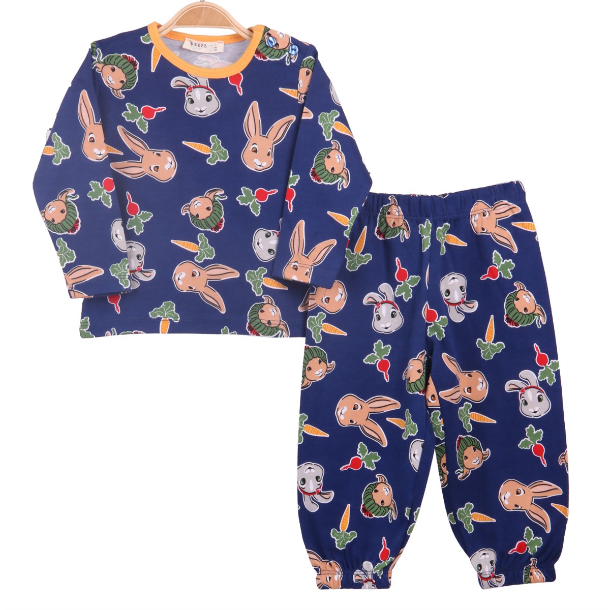 Erkek Bebek Pijama Takımı Lacivert-Turuncu (1-4 Yaş)