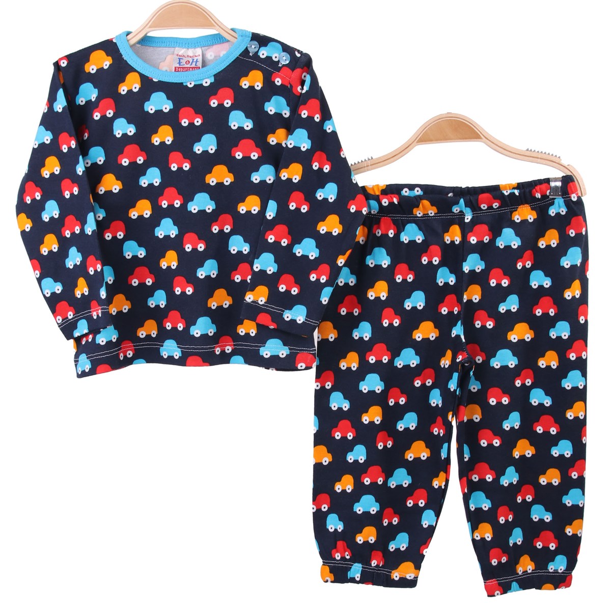 Erkek Bebek Pijama Takımı Arabalı Lacivert-Mavi (1-4 Yaş)