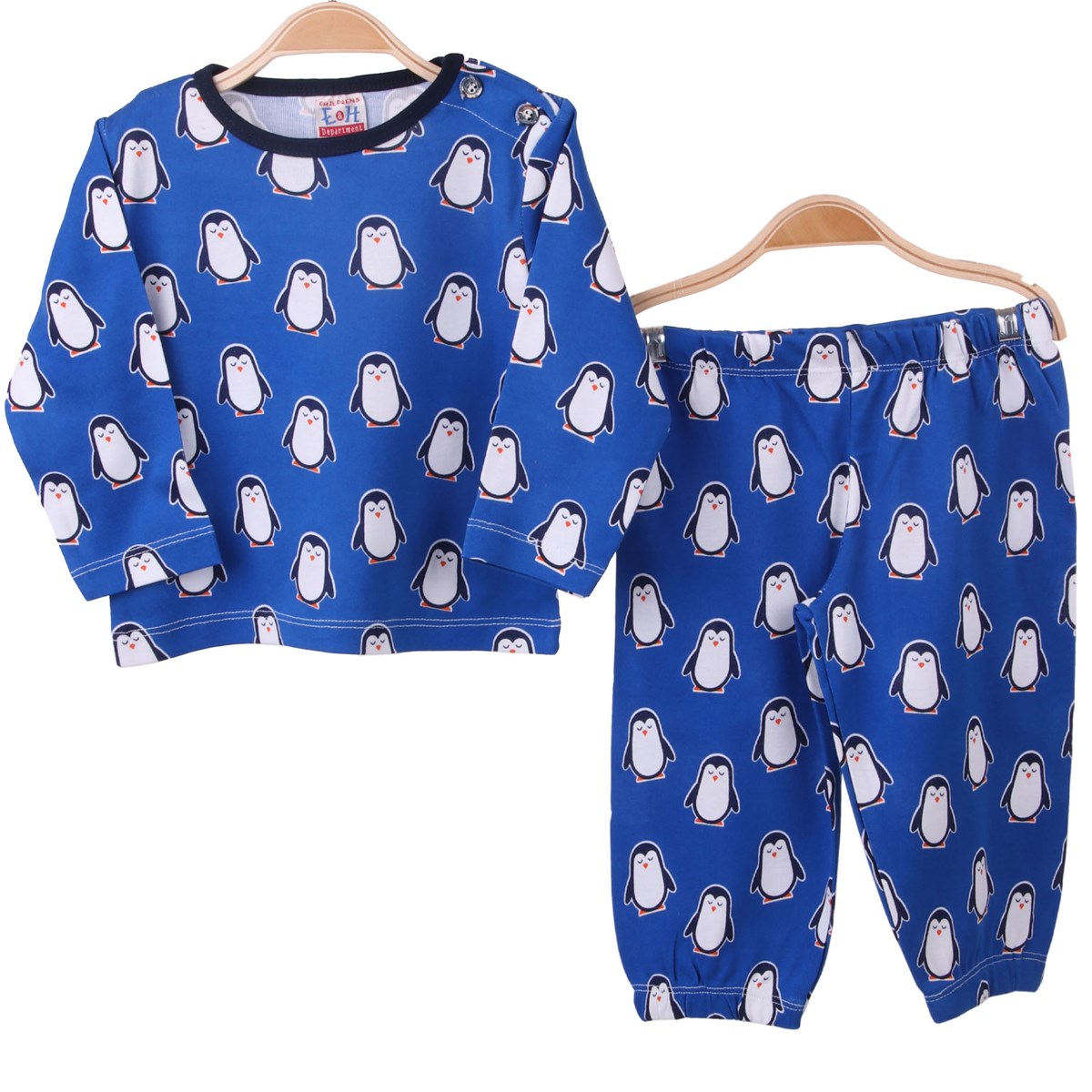 Erkek Bebek Pijama Takımı Penguenli Mavi-Beyaz (1-4 Yaş)