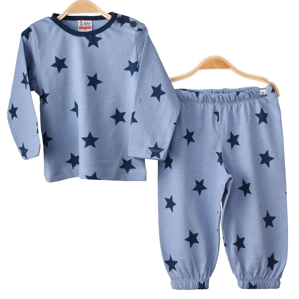 Erkek Bebek Pijama Takımı Desenli Mavi-Lacivert (1-4 Yaş)