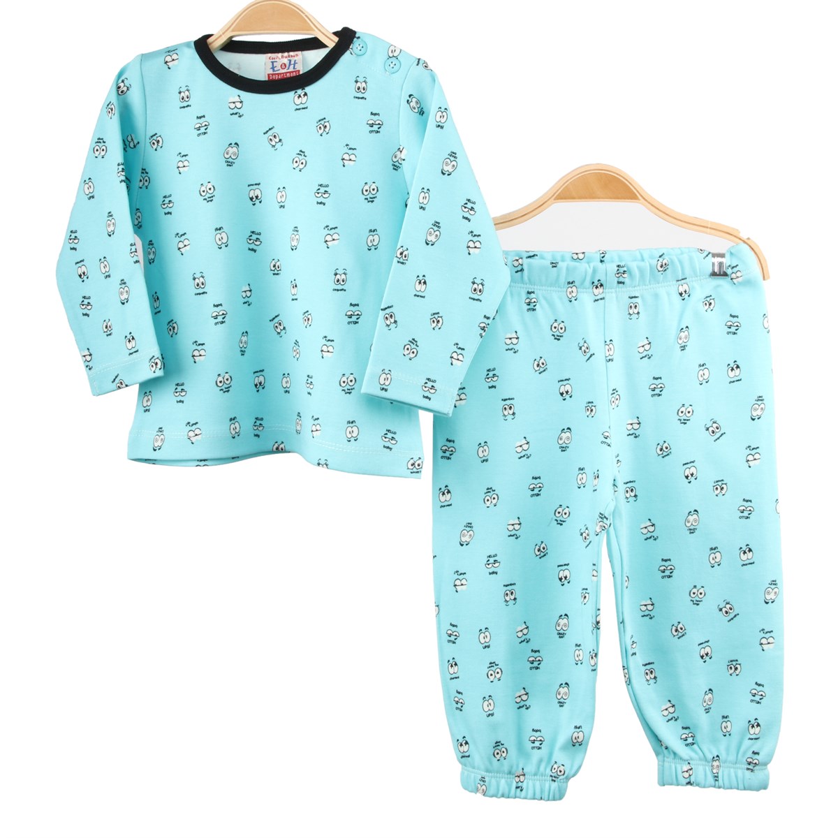 Erkek Bebek Pijama Takımı Desenli Mavi-Yeşil (1-4 Yaş)