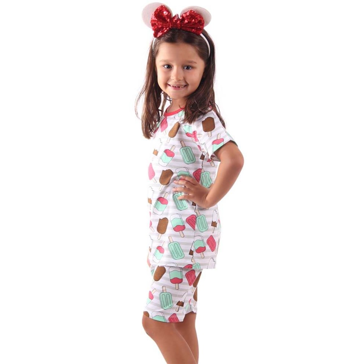 Kız Çocuk Pijama Takımı Dondurmalı (4-7 Yaş)