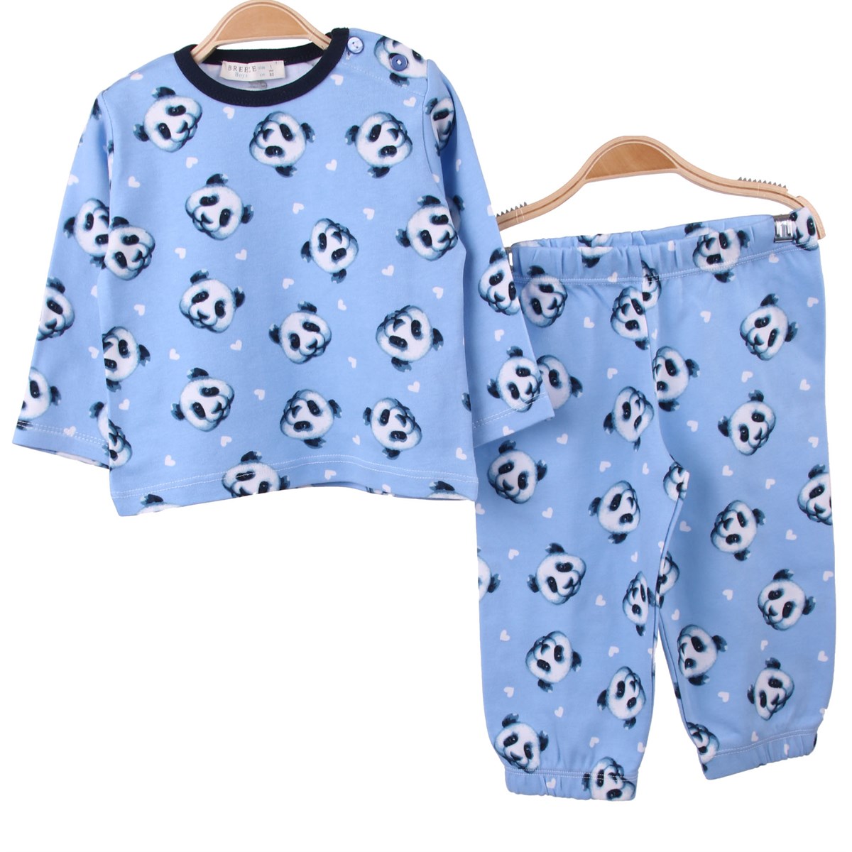 Erkek Bebek Pijama Takımı Pandalı Mavi-Beyaz 1-4 Yaş - Yumuşak Kumaş |  Breeze