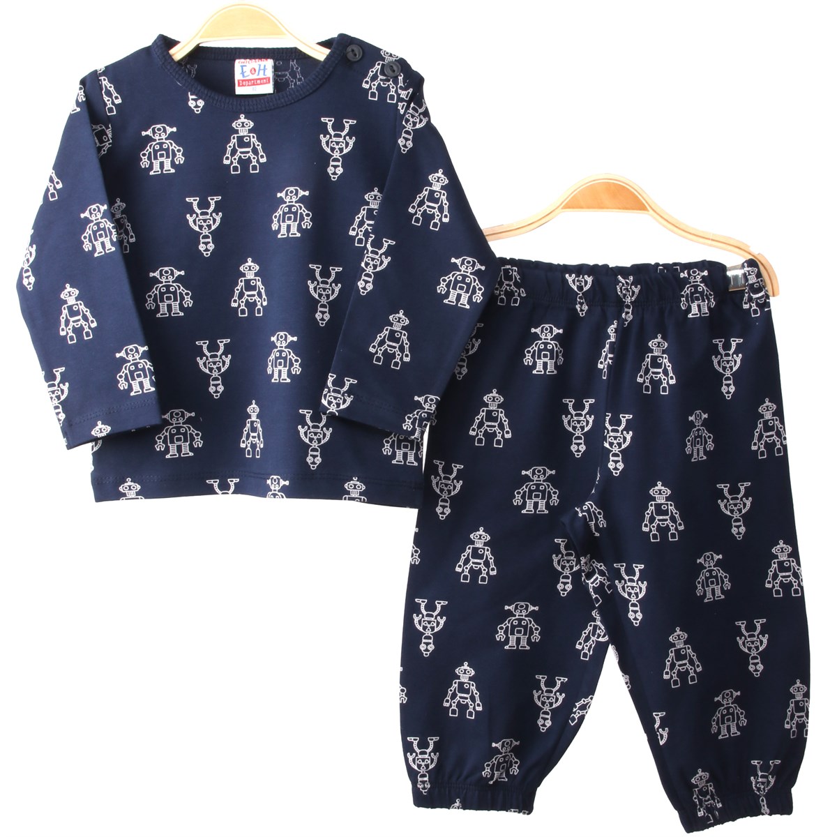 Erkek Bebek Pijama Takımı Robotlu Lacivert (1-4 Yaş)