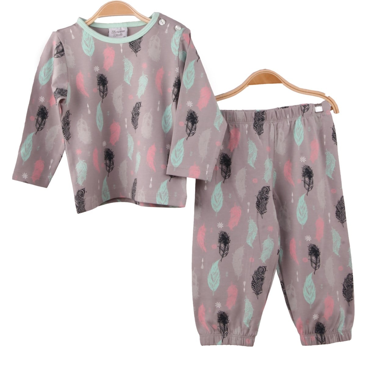 Kız Bebek Pijama Takımı Gri-Yeşil (1-4 Yaş)