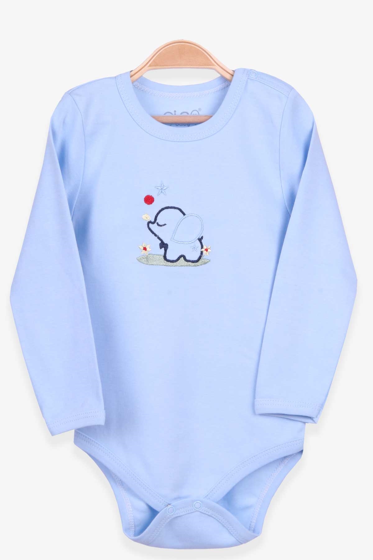 Pino Erkek Bebek Çıtıçıtlı Body Filli Nakışlı Bebe Mavisi (4 Ay-3 Yaş)