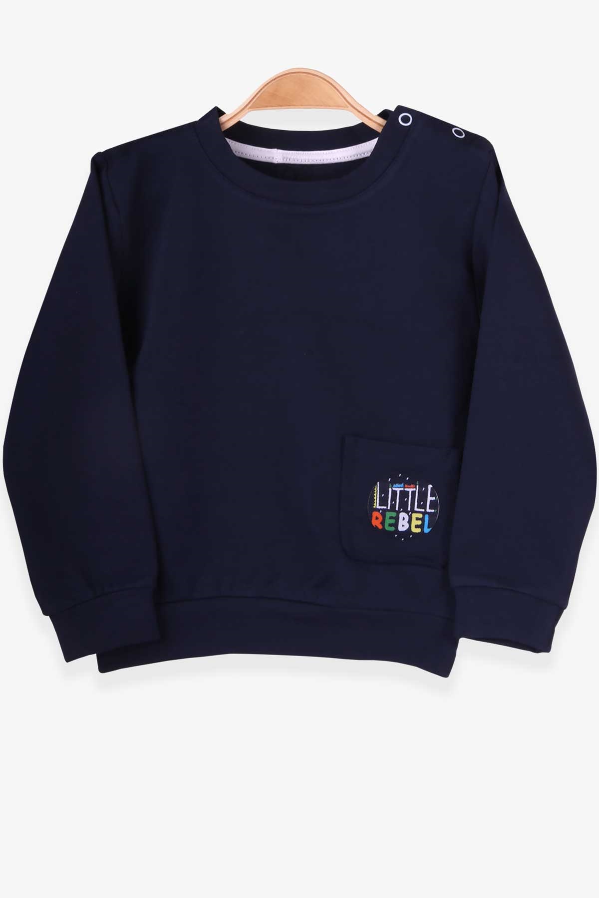Pino Erkek Bebek Sweatshirt Arma Baskılı Lacivert (4 Ay-1.5 Yaş)