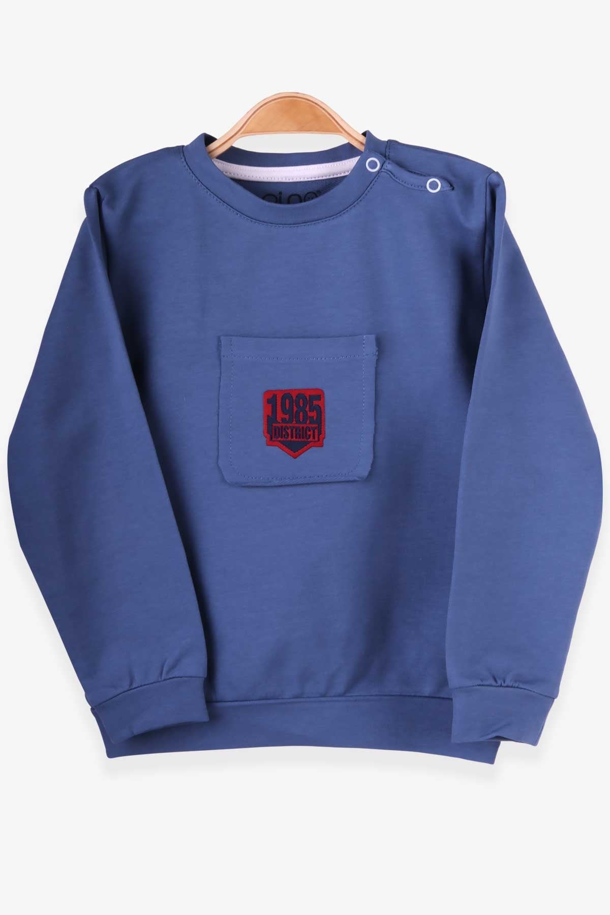 Pino Erkek Çocuk Sweatshirt Arma Baskılı İndigo (2-5 Yaş)