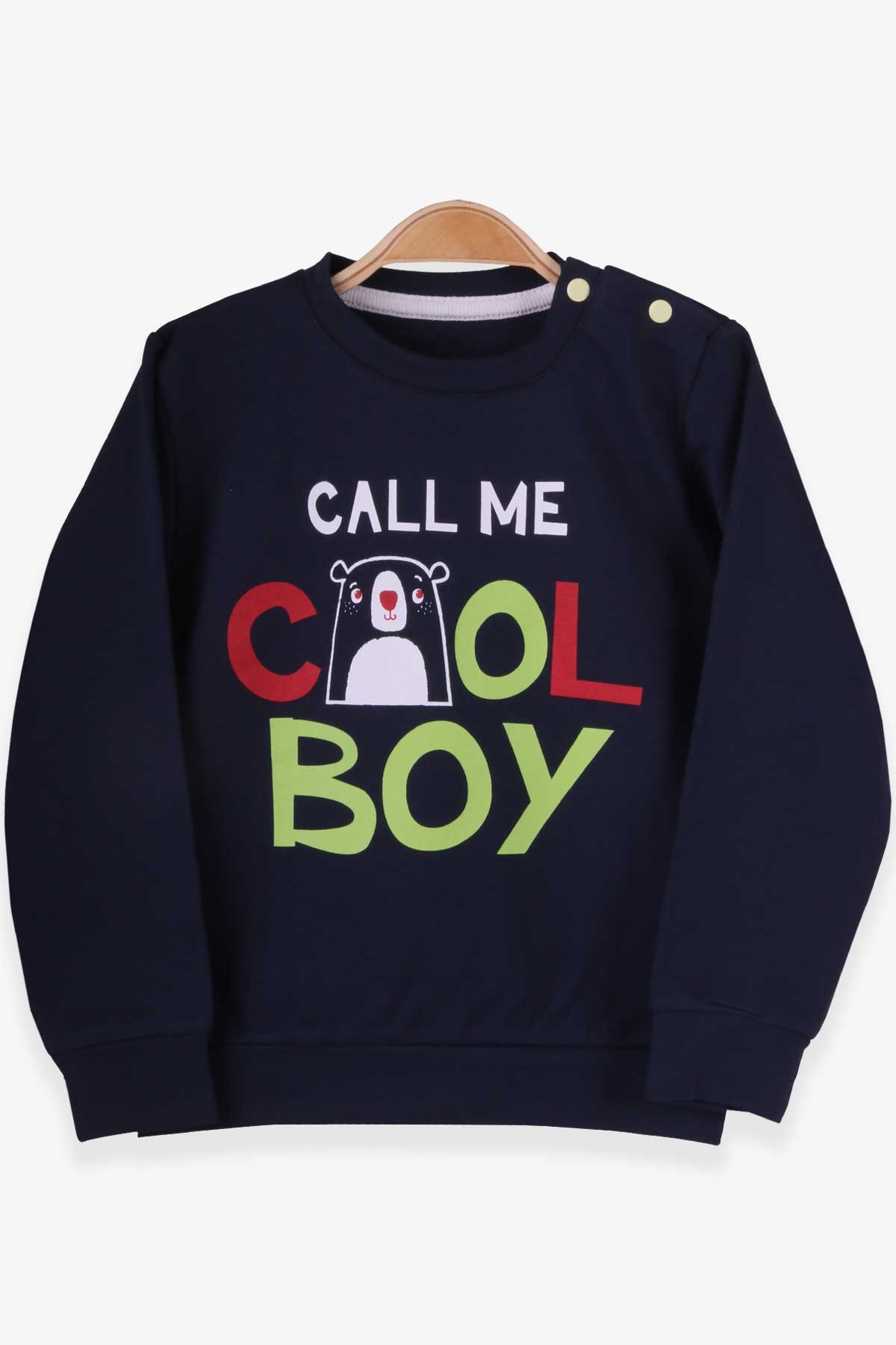 Pino Erkek Çocuk Sweatshirt Yazı Baskılı Lacivert (3-5 Yaş)
