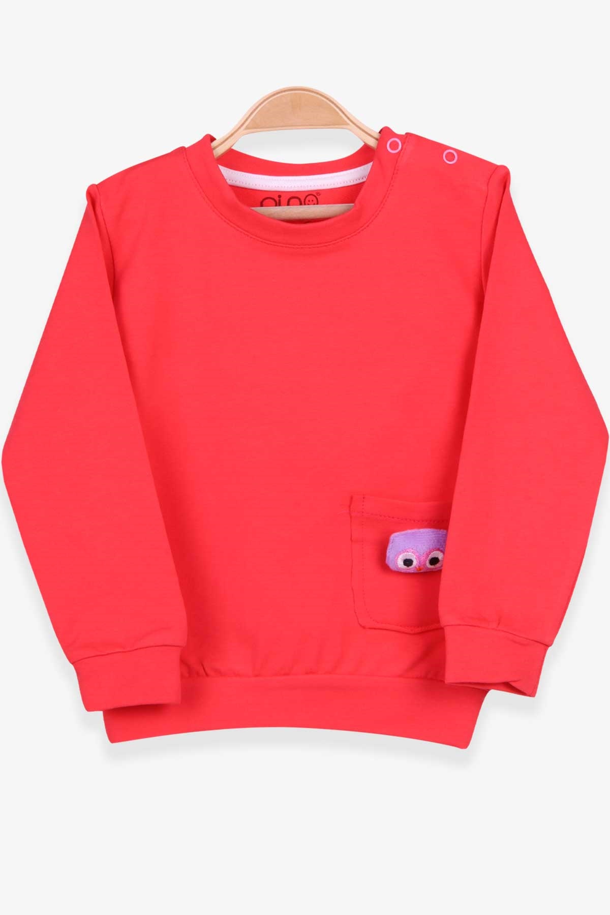 Pino Kız Bebek Sweatshirt Peluş Baykuş Aksesuarlı Narçiçeği (4 Ay-1.5 Yaş)