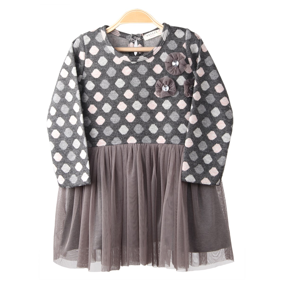 Kız Çocuk Elbise Tüllü Polarlı Gri (1.5-5 Yaş)