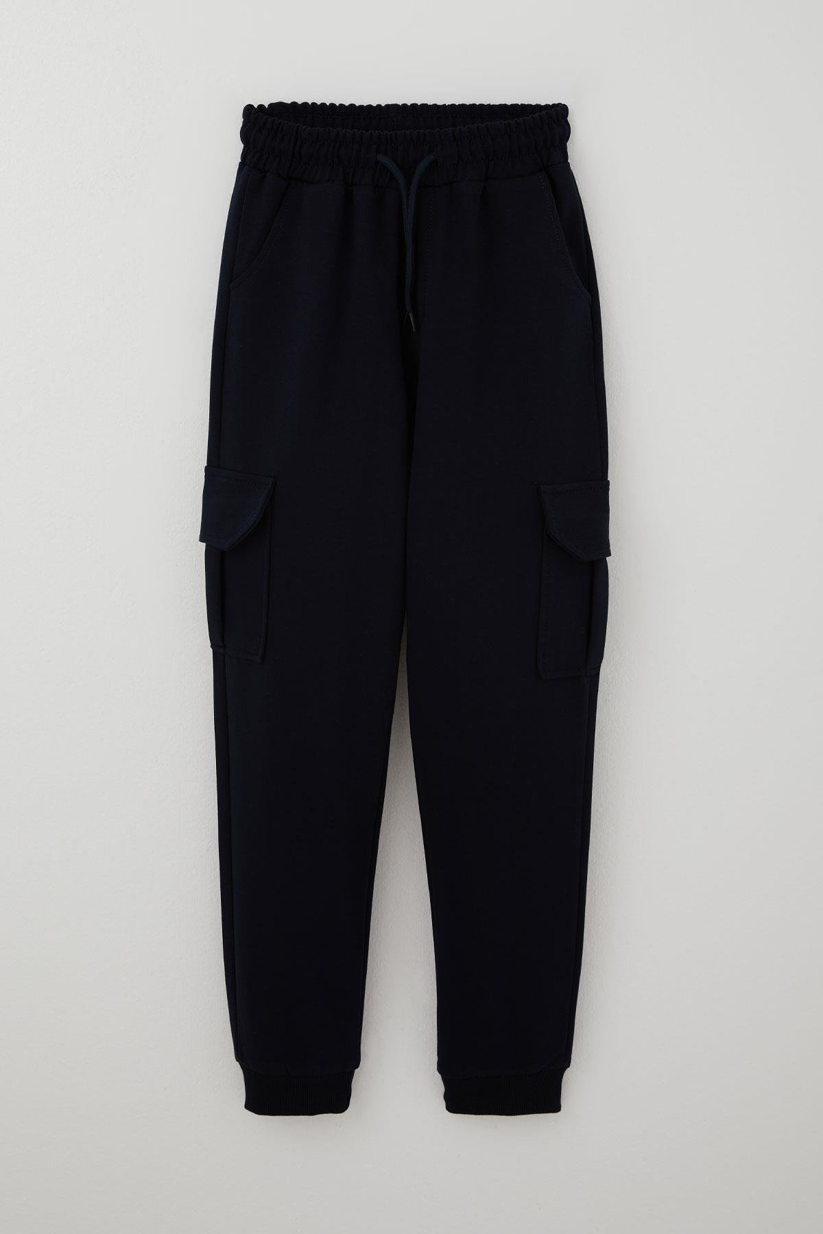 Poyraz Kids Erkek Çocuk Eşofman Altı Komando Cepli Bağcıklı Beli Lastikli Lacivert (9-12 Yaş)