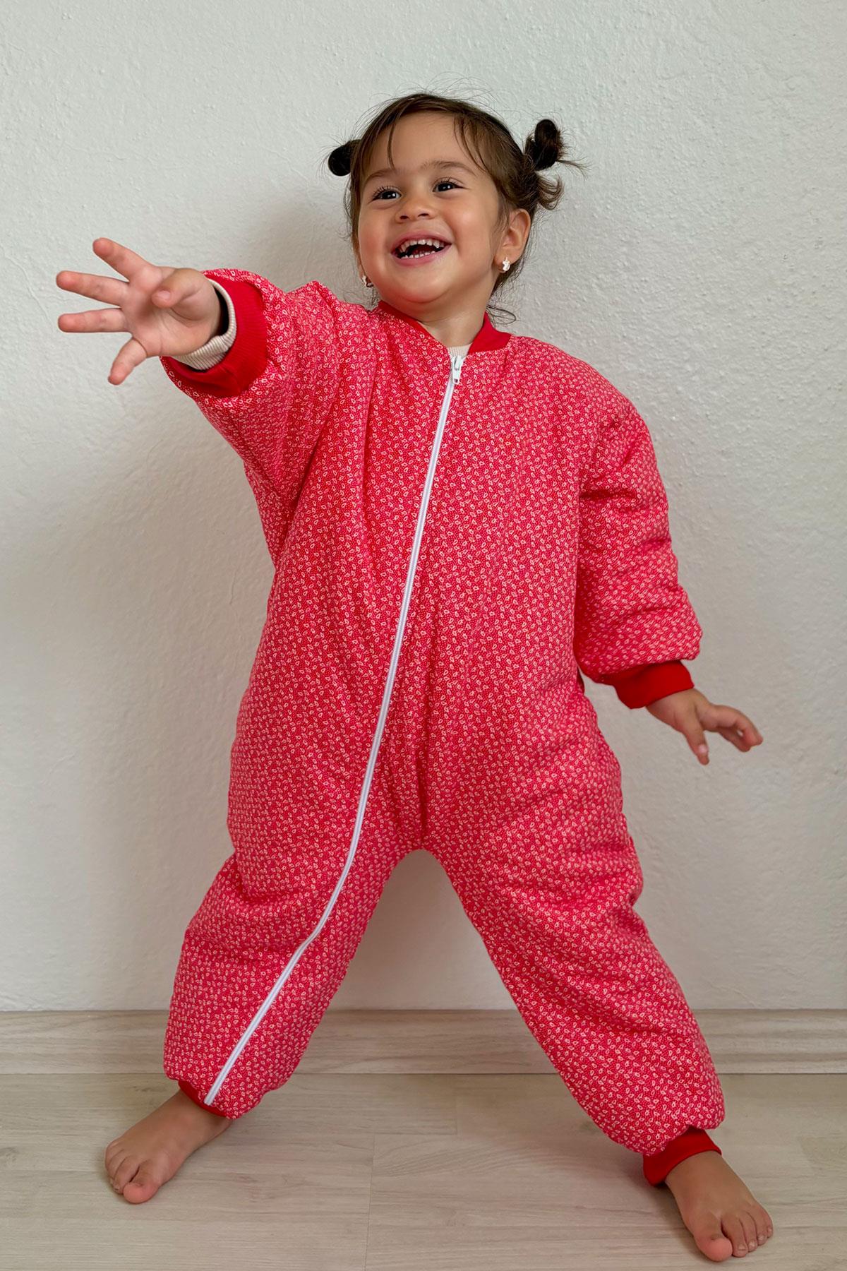 Puan Baby Kız Çocuk Uyku Tulumu Desenli Kırmızı (2-4 Yaş)