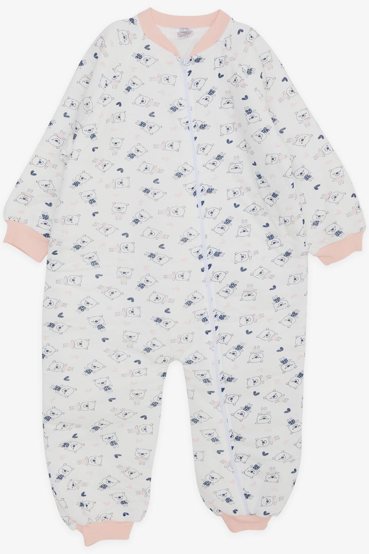 PUAN BABY Kız Çocuk Uyku Tulumu Sevimli Ayıcık Desenli Beyaz (5-7 Yaş)