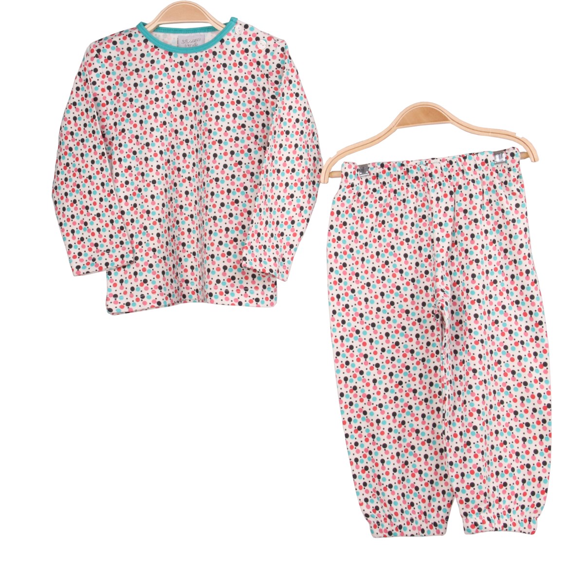 Kız Bebek Pijama Takımı Ekru Puantiyeli (1-4 Yaş)