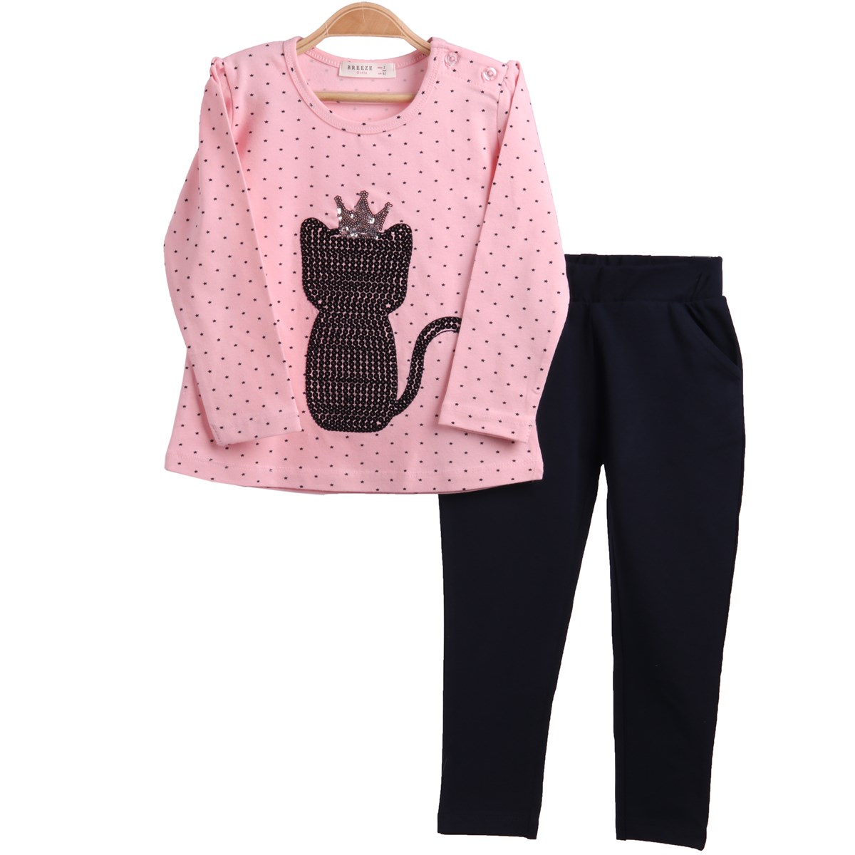 Kız Bebek Taytlı Takım Pullu Pembe-Lacivert (2-6 Yaş)