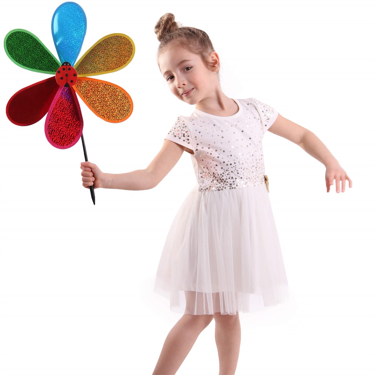 Kısa Kol Elbise ModelleriBREEZE12125-43Pullu Tüllü Elbise