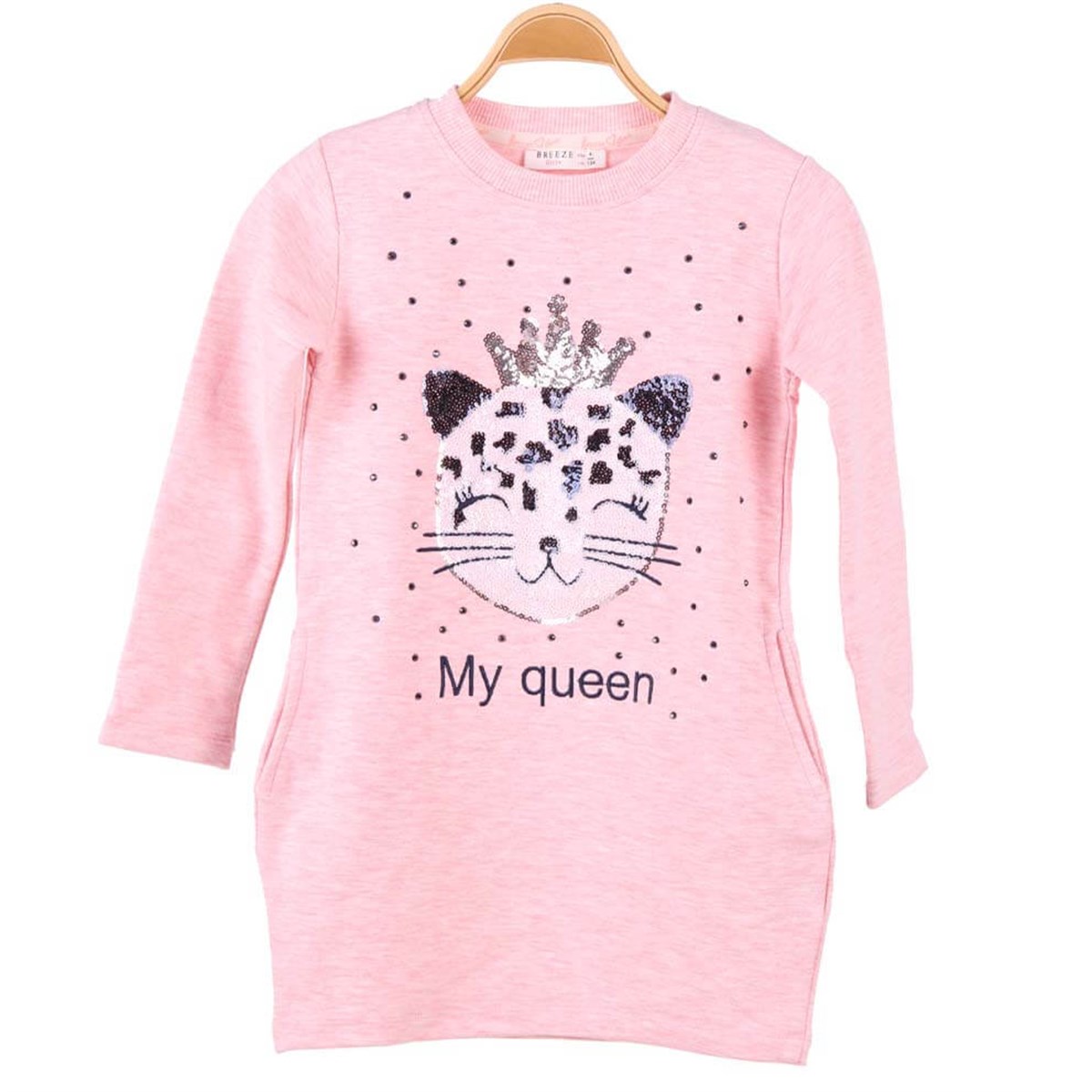 Uzun Kol Elbise ModelleriBREEZE12067-120Pullu Tunik Elbise