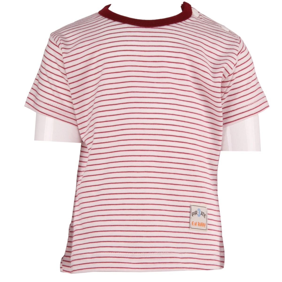 Erkek Bebek Tişört Çizgili Bordo-Ekru (1 Yaş)