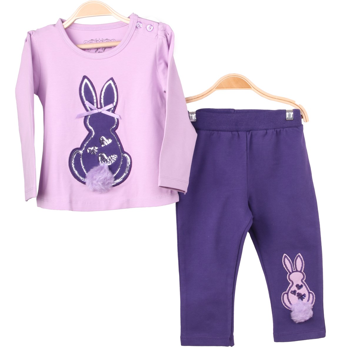 Kız Çocuk Tayt Takım Tavşanlı Lila-Mor (1-4 Yaş)