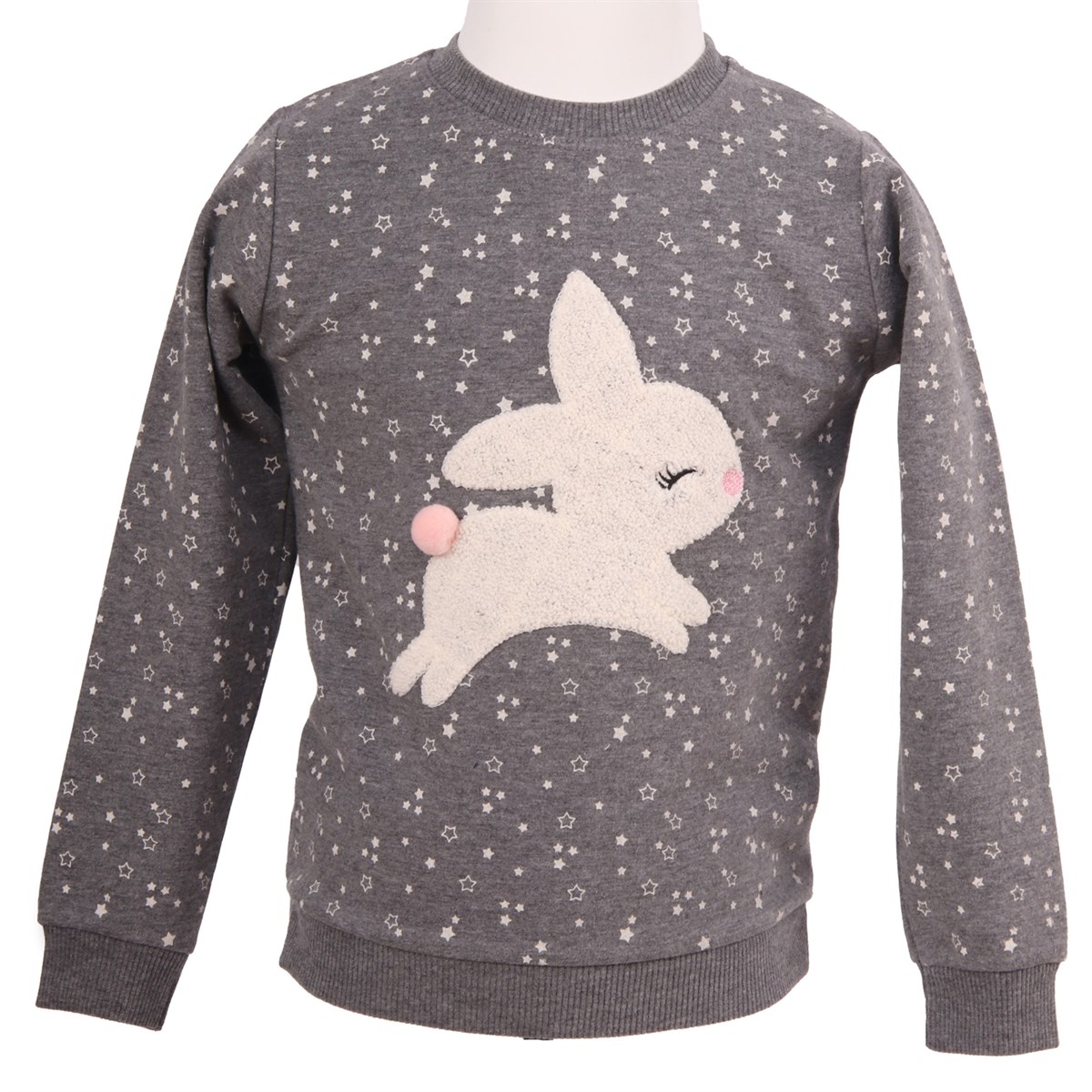 Kız Bebek Sweatshirt Tavşanlı Füme (1.5-5 Yaş)